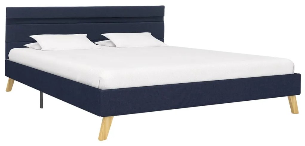 284855 vidaXL Cadru de pat cu LED-uri, albastru, 140x200cm, material textil