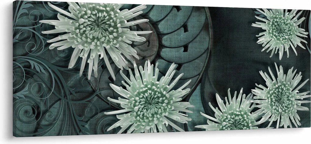 Tablou - Flori verzi (120x50 cm)