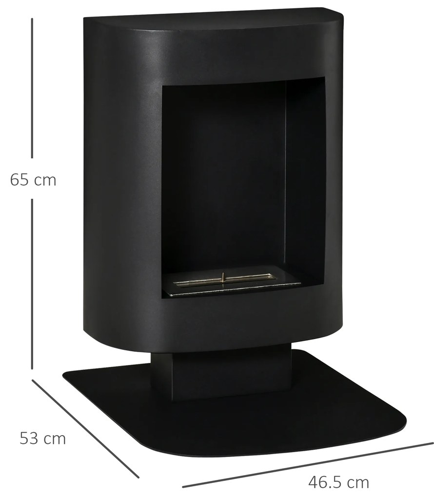 Semineu portabil HOMCOM, fara aerisire, cu arzatoare cu bioetanol de 0.9L/3 ore, incalzitoare cu baza din otel 2000W pentru interior/exterior, Negru