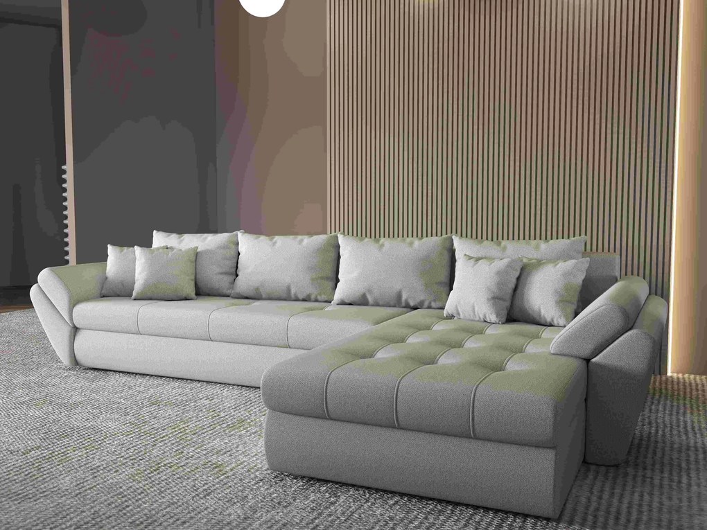 Colțar extensibil dumonde cu ladă de depozitare si sezut confortabil din spuma high-density, Loana XL Enjoy Beige II 335x185 cm