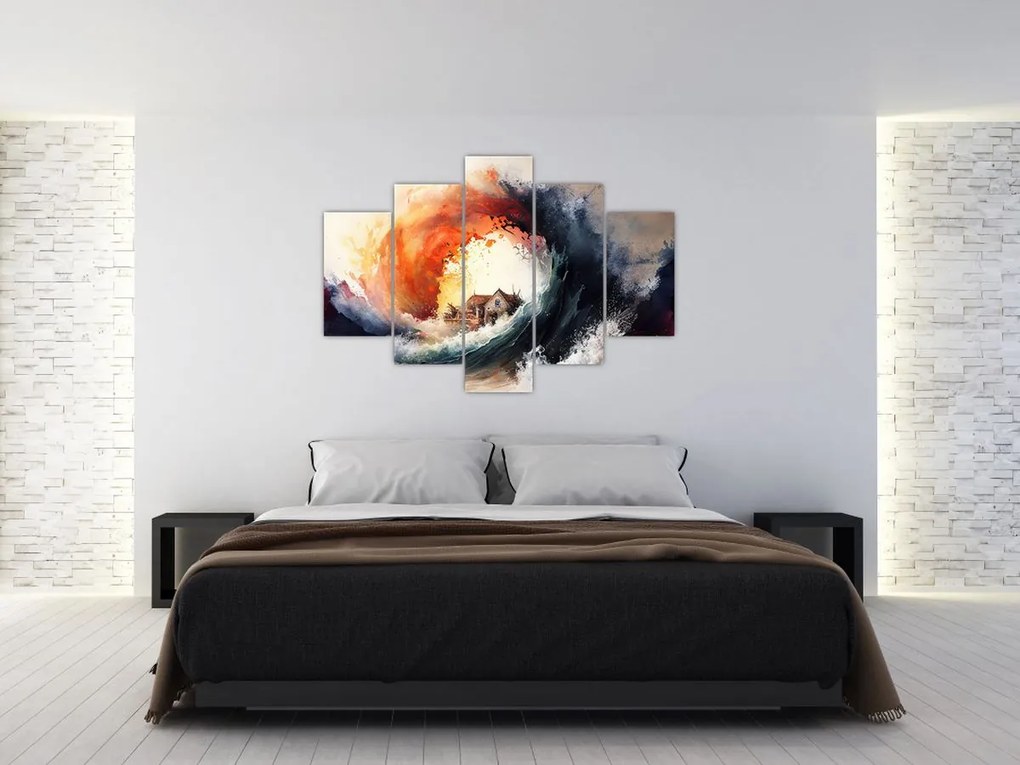 Tablou - În vârtejul potopului, acuarelă (150x105 cm)