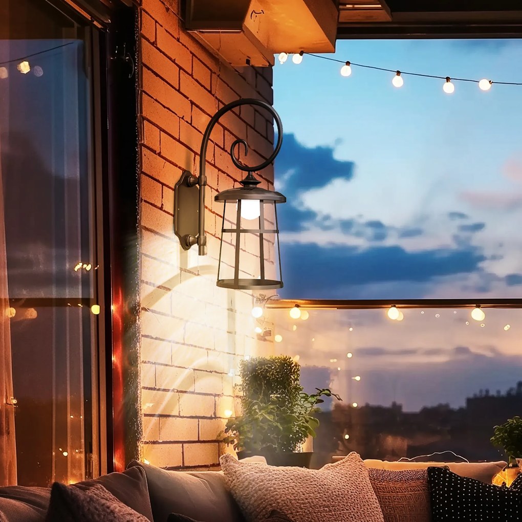 Outsunny Lot de 2 lampe murale aplici solare LED pentru exterior IP44 16,5x25,5x41cm negru | Aosom Romania