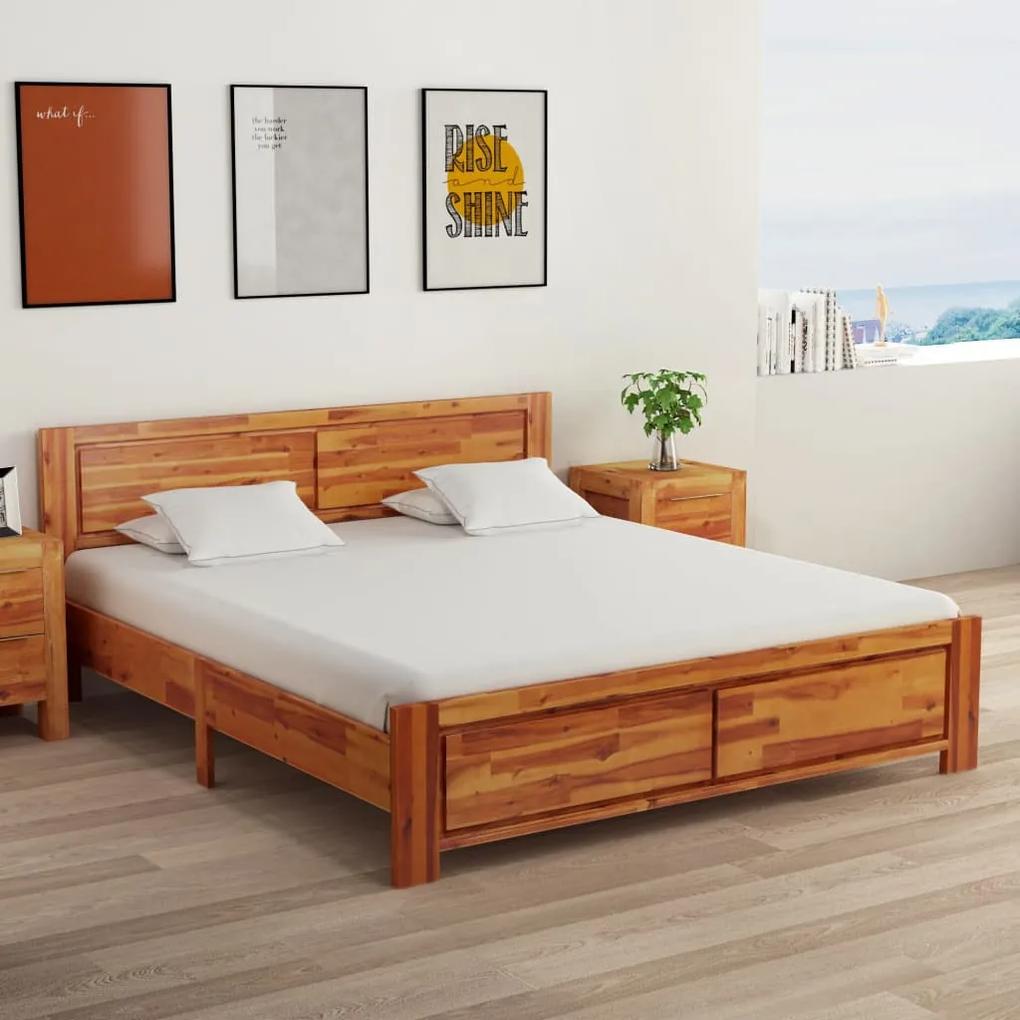 3056371 vidaXL Cadru de pat cu 2 noptiere, 160 x 200 cm, lemn masiv de acacia