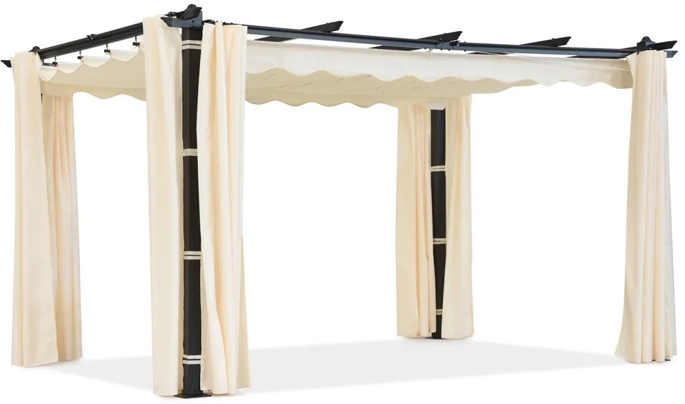 Barbados 3x3 m patio pergola cu perdele Garden Point antracit bej