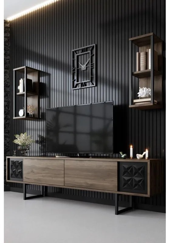 Mobila Living LINIA Negru/Nuc