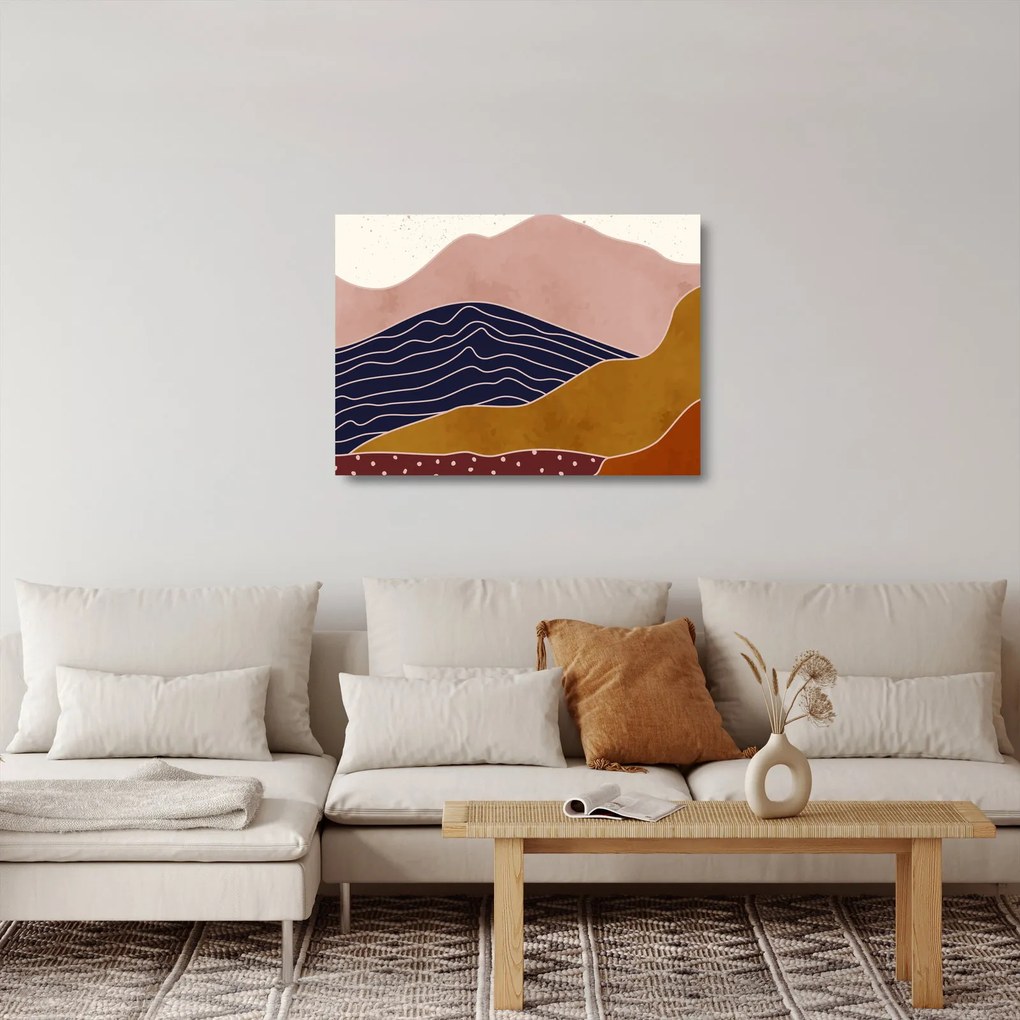 Tablou pe sticlă - Soarele deasupra munților (70x50 cm)