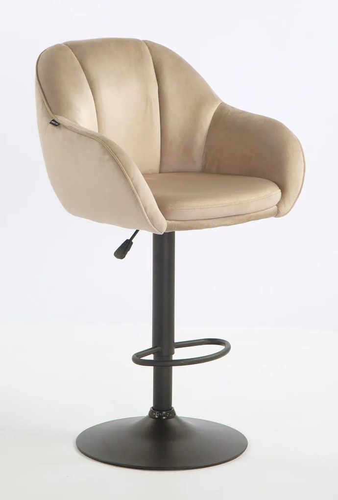 HR2055W Scaun Latte din Catifea cu Bază Neagră