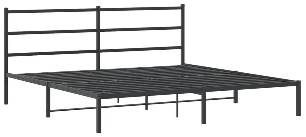 355372 vidaXL Cadru de pat metalic cu tăblie, negru, 200x200 cm