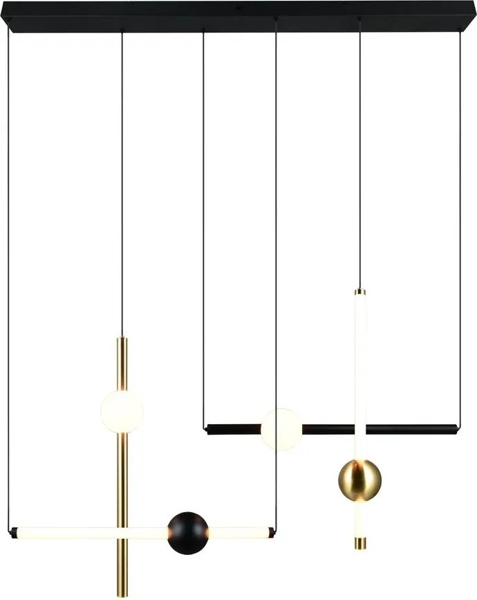 Lustră neagră/aurie LED cu intensitate reglabilă Melita – Trio
