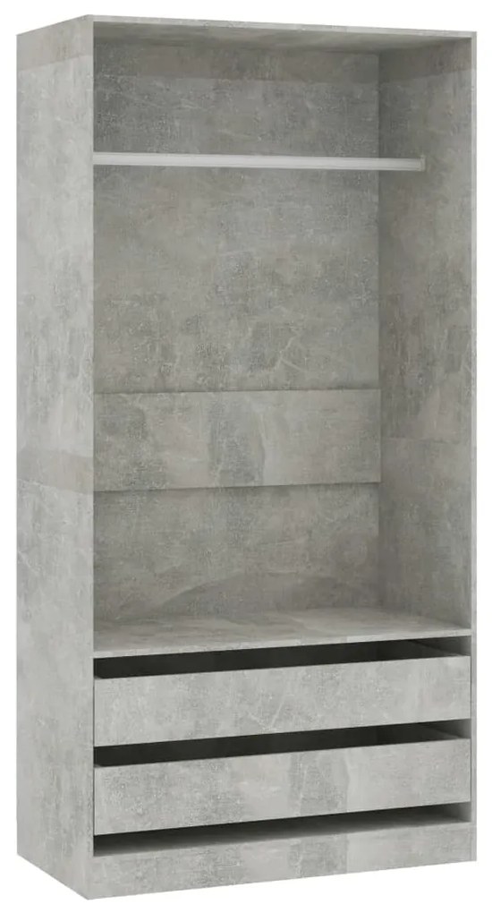 800607 vidaXL Șifonier, gri beton, 100 x 50 x 200 cm, PAL