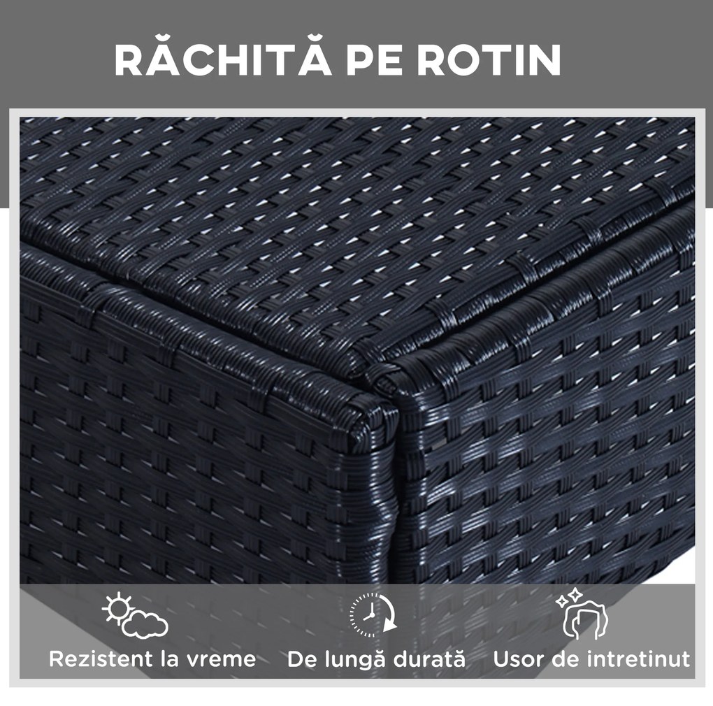 Outsunny Set Mobilier de Grădină din Ratan Negru cu Măsuță și 2 Șezlonguri Exterior cu Saltele Captușite Confortabile 200x73x103cm | Aosom Romania