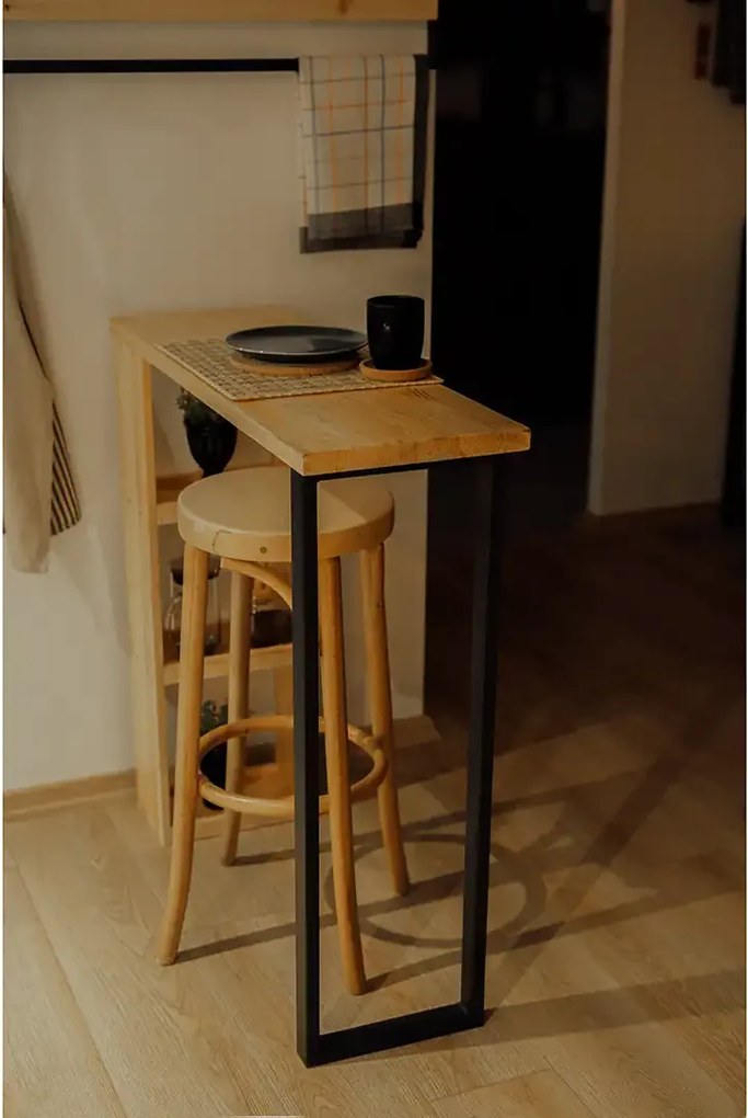 Masa bucatarie ,tip bar, lemn.seria wood A-620,pin natur-negru,90x30x90cm, 30102