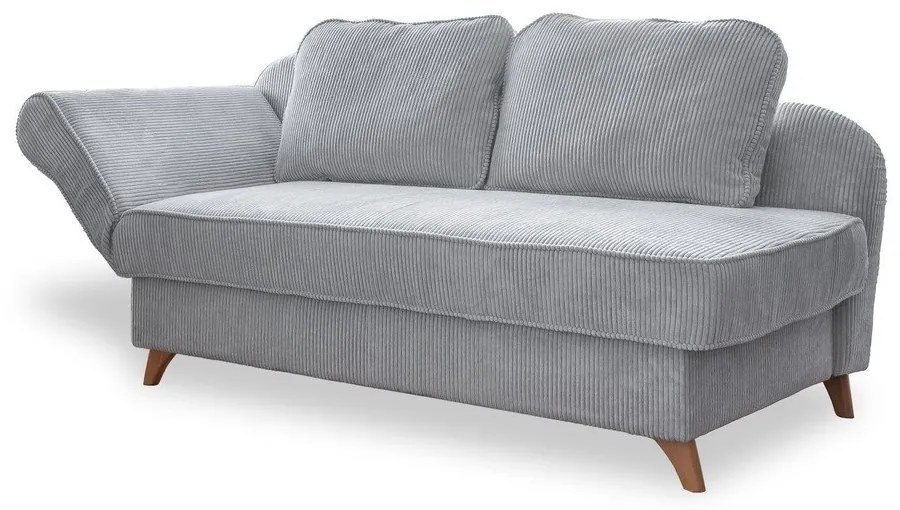 Șezlong gri deschis cu tapițerie din catifea reiată (cu colț pe partea stângă) Chic Charlotte – Miuform