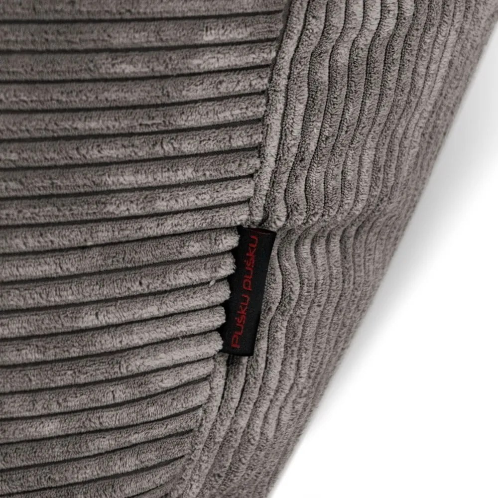 Fotoliu bean bag gri deschis cu tapițerie din catifea reiată Seat Lounge – SLOWDOWN