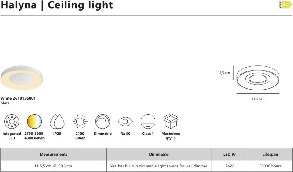 Plafoniera LED CCT Halyna