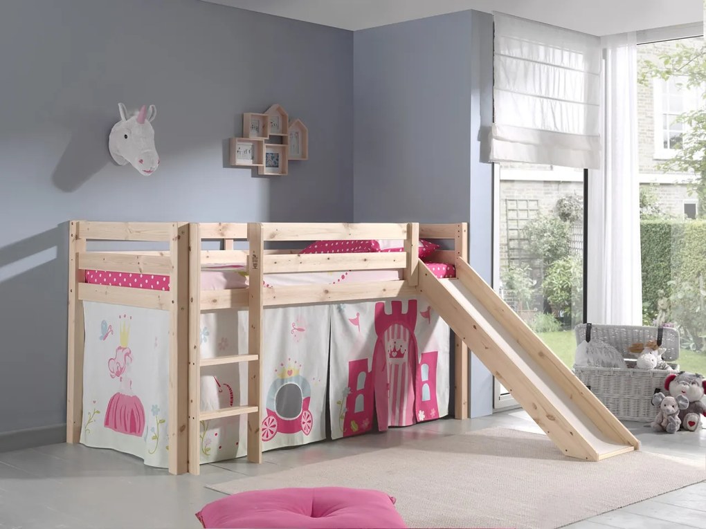 Perdea de joacă cu tema PRINCESS pentru pat semi-supraetajat pentru copii PINO, roz – Vipack