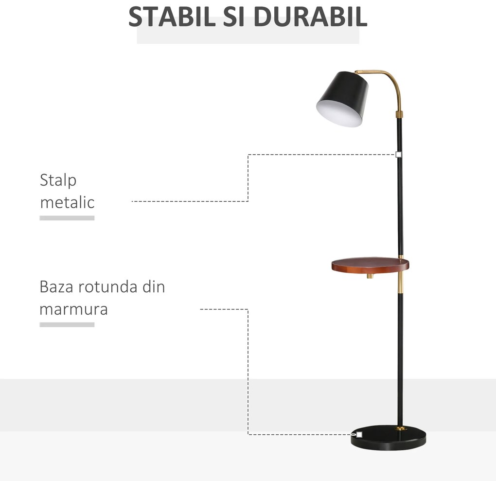 HOMCOM lampa de podea cu etajera, 43x29x160 cm, negru | AOSOM RO