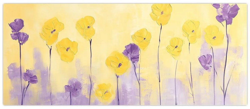 Tablou - Flori mov și galbene (120x50 cm)