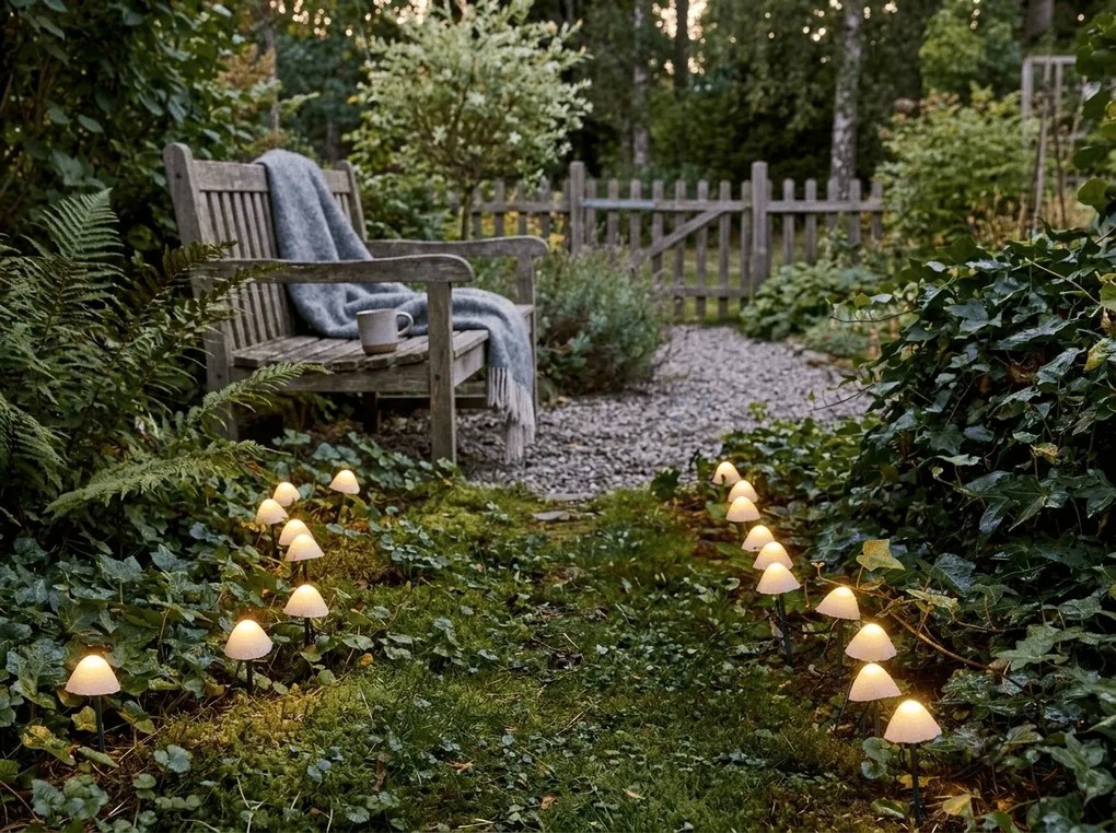 Lampi LED de gradina MUSHROOMS 20 buc, 380 cm