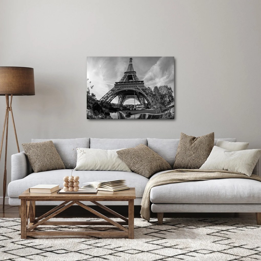 Tablou - Turnul Eiffel, alb-negru (70x50 cm)
