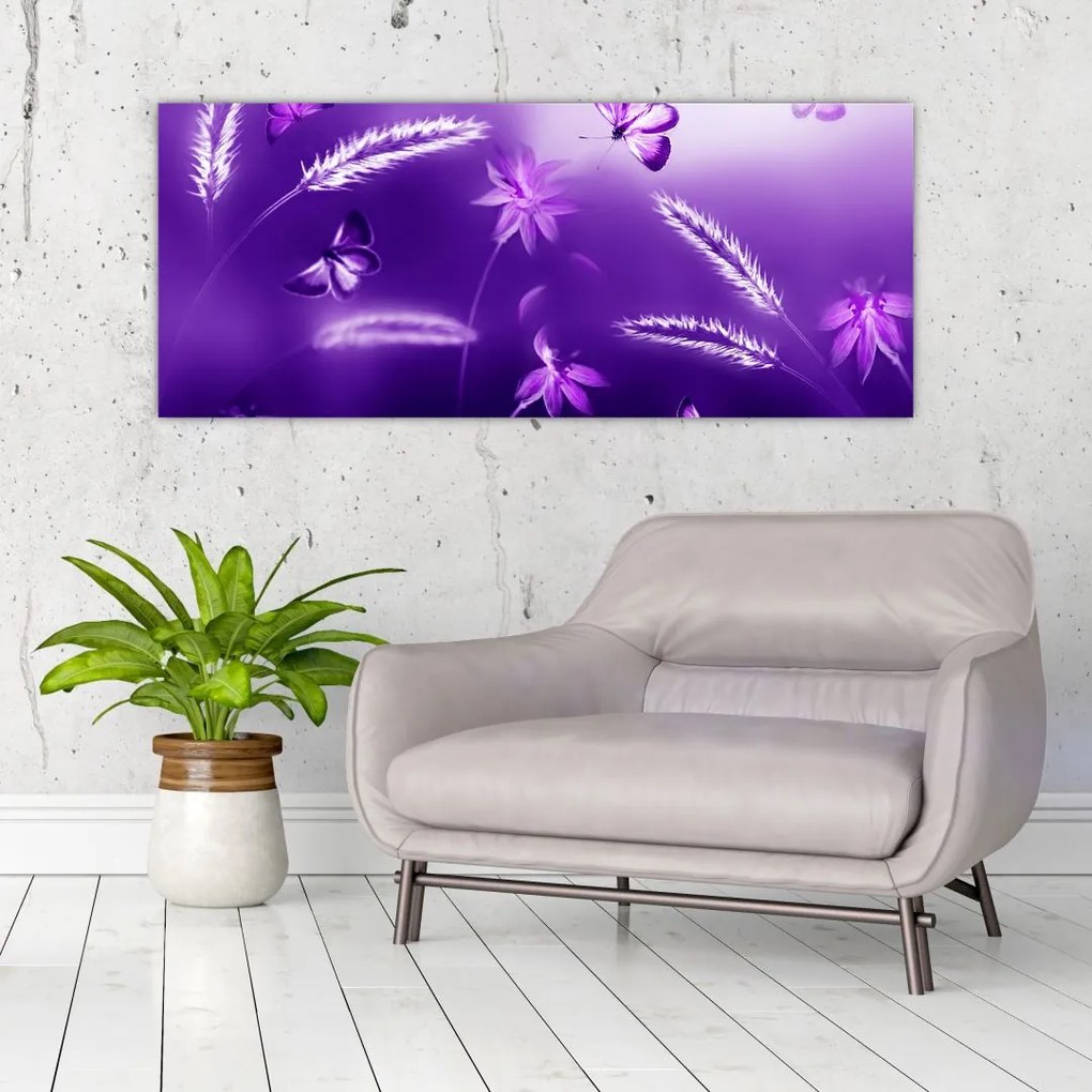 Tablou - Lunca cu fluturi (120x50 cm)