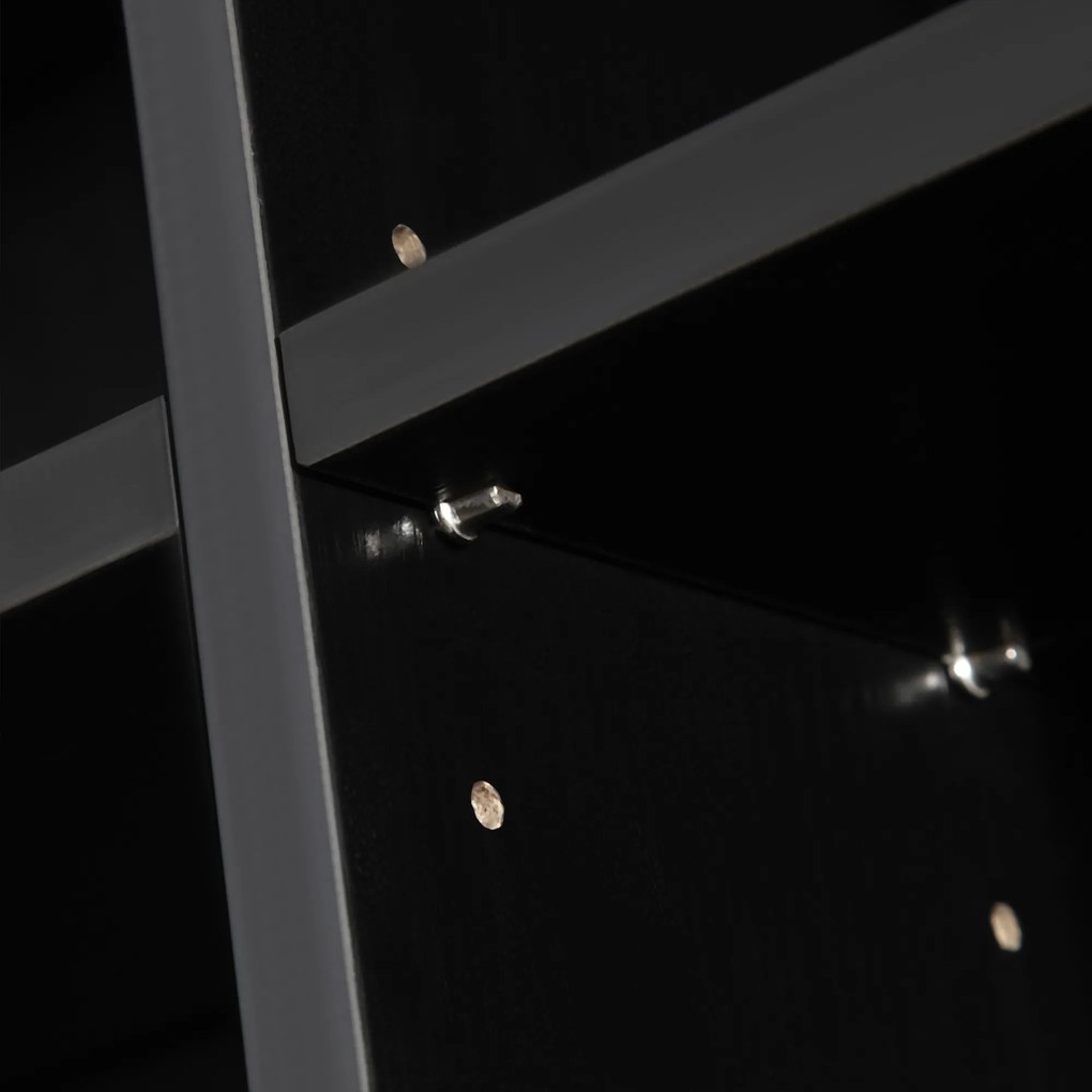 HOMCOM Raft pentru CD și DVD, etajeră de depozitare, capacitate max. 1116 CD/528 DVD, 36 compartimente și polițe reglabile, pentru birou, living, dormitor, 102 x 23,5 x 195 cm, negru | Aosom Romania