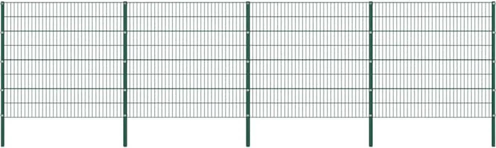 vidaXL Panou de gard cu stâlpi din fier, verde, 694,5x160 cm