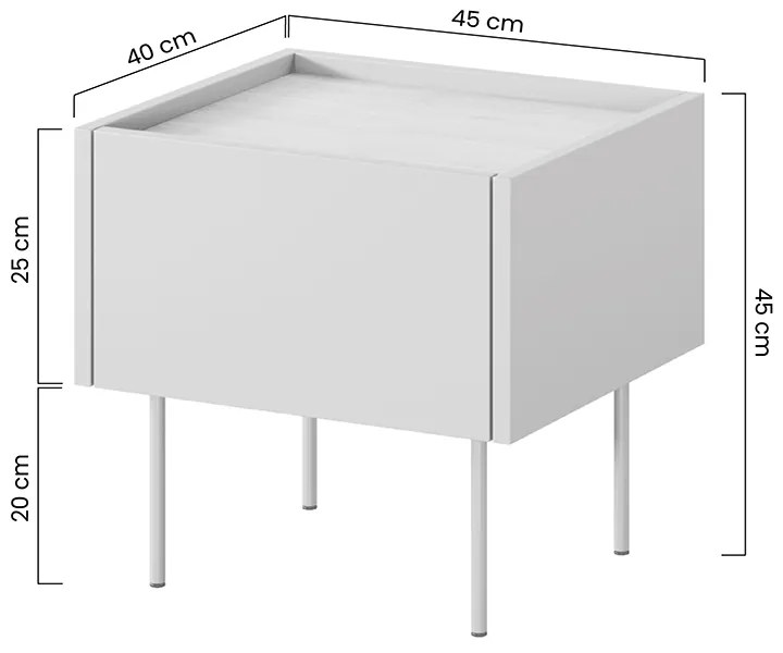 Măsuță de noptieră cu sertar Desin 45 cm 1S - Olive / Stejar nagano