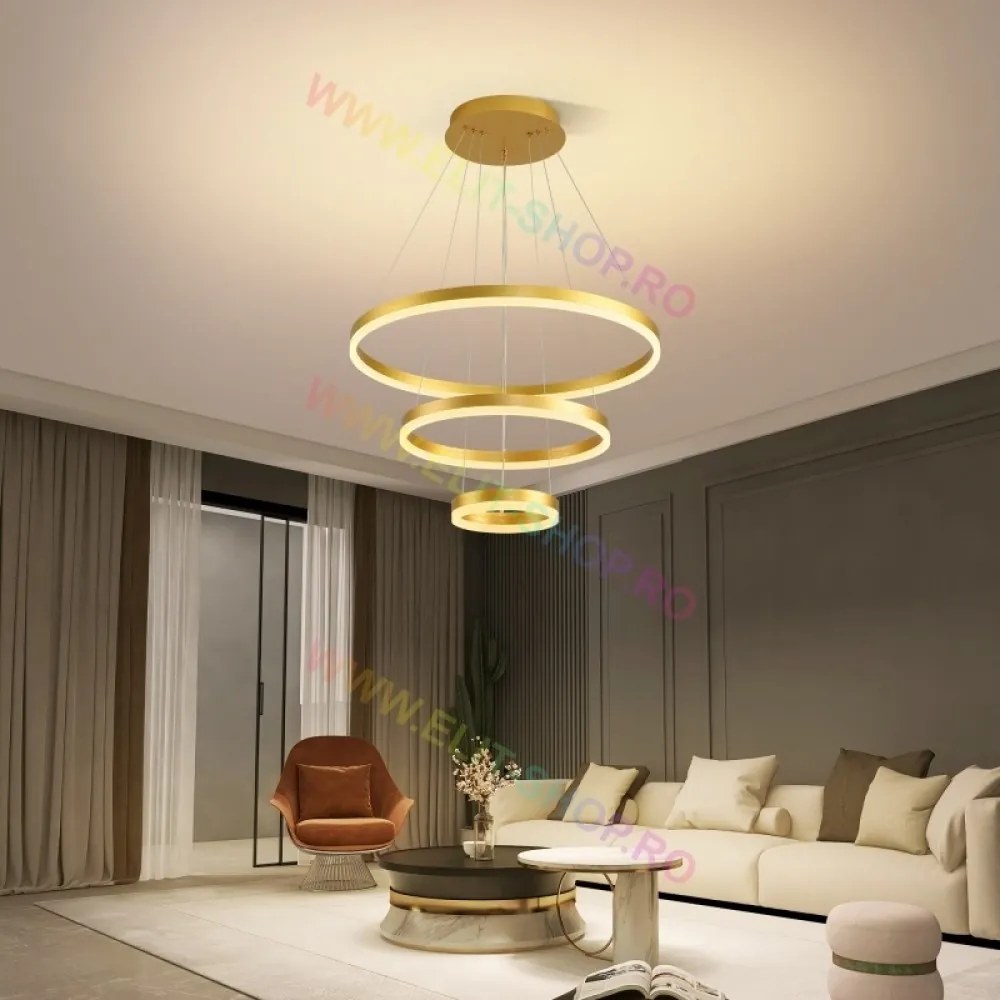 Lustra LED Cu Telecomanda, Elit's Esn1719-600-GD, 154W