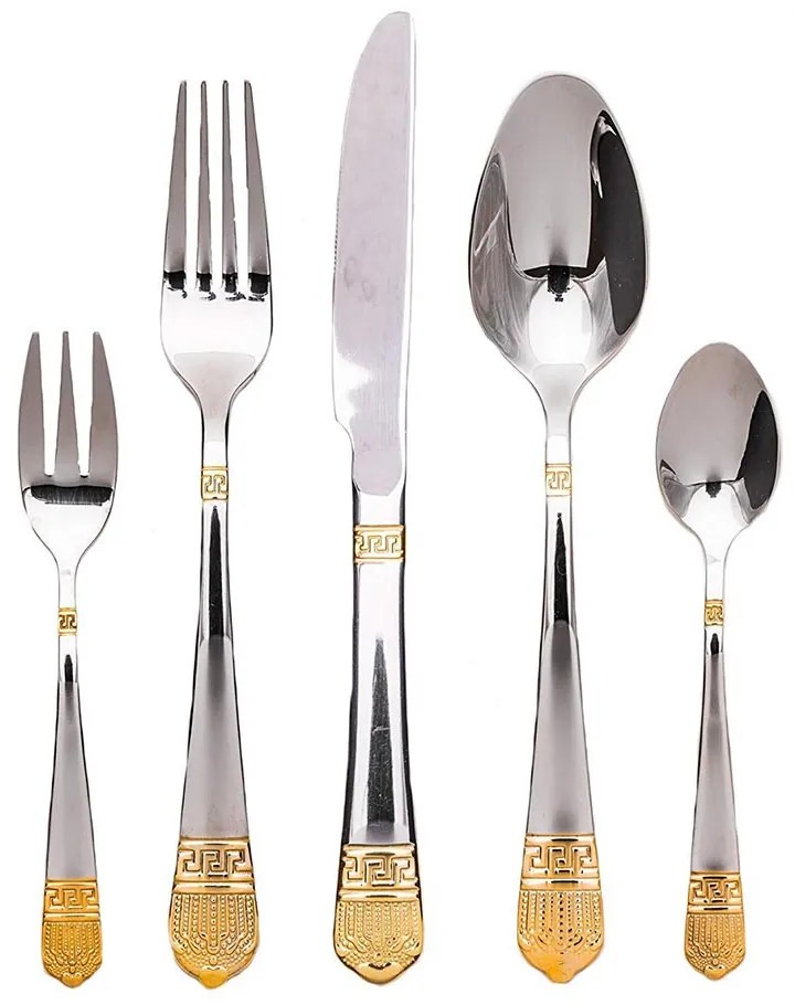 Set tacamuri 84 piese-argintiu/auriu