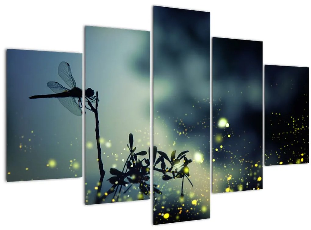 Tablou - Libelula în noaptea strălucitoare (150x105 cm)