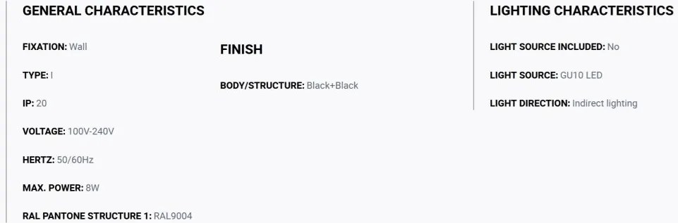 Aplica perete aluminiu striat negru, 1xGU10, SOLE round