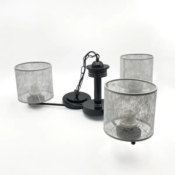 Candelabru suspendat ROSA cu lanț 3xE27/60W/230V negru/gri