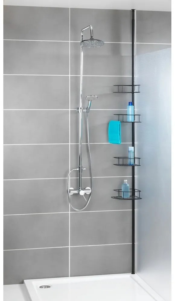 Raft telescopic de colț pentru cabina de duș Wenko Dolcedo, 23 x 31 cm, negru