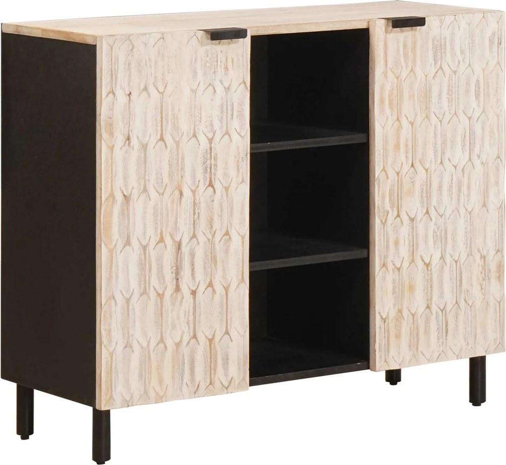 vidaXL Bufet Finisaj Alb Spălat 90 x 33 x 75 cm Lemn de mango solid