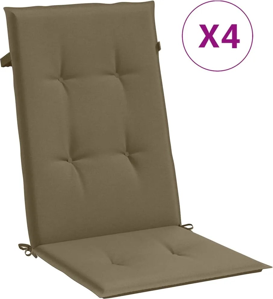vidaXL Perne scaun spătar înalt 4buc melanj gri taupe120x50x4cm textil