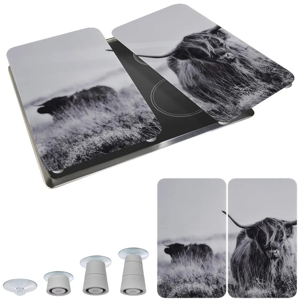 Protecții de aragaz 2 buc. din sticlă temperată 30x52 cm Universal Highland Cattle – Wenko