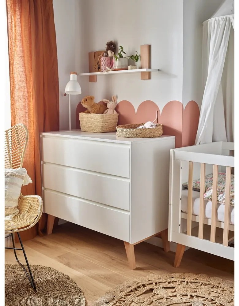 Comodă pentru copii Pinio Swing, 100 x 92 cm, alb