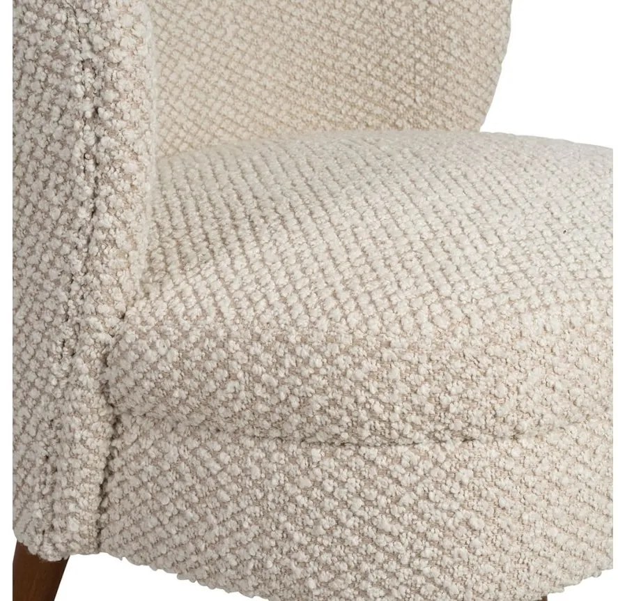 Fotoliu din stofă boucle, crem, Claudine