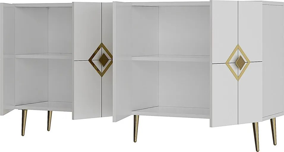 Consola, Hanah Home, Robber KB150, 150x75x35 cm, Alb/Auriu