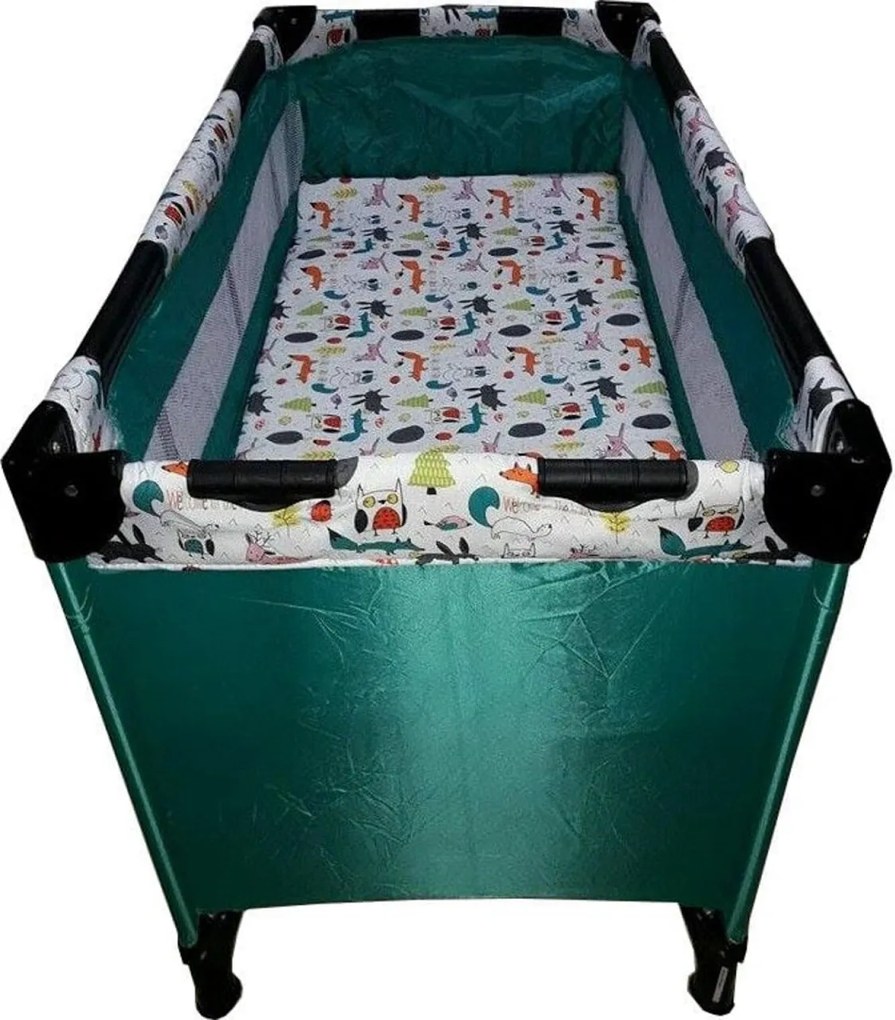 Patut Pliant, Tarc copii Baby Care™ PRO, Pliabil pe 2 Niveluri, plasa tantari,geanta transport inclusa, Verde