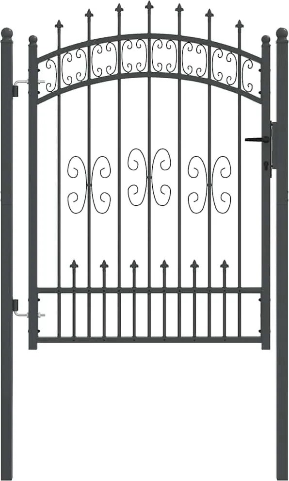 vidaXL Poartă din Gard cu Vârf de Lancă Gri 103 x 175 cm Oțel
