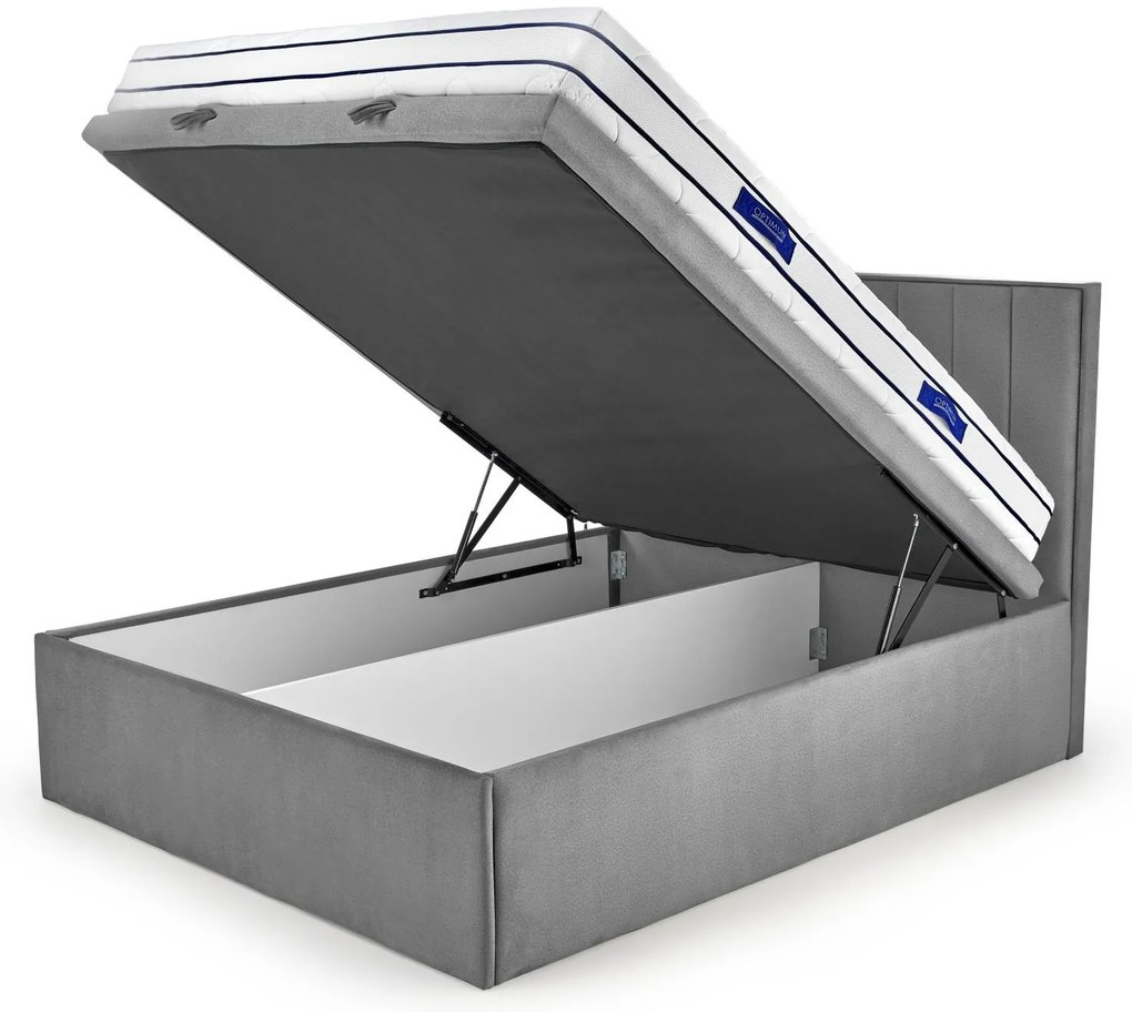 Pat matrimonial Boxspring 160 cm Asencion (albastru marin). 1092474