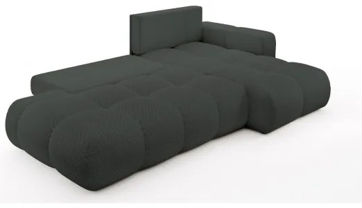 Canapea colțar extensibilă ALMADA, tapițată, cu spațiu de depozitare, în L, dreapta, antracit