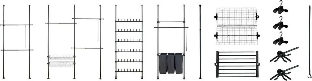 Wenko Set de 2 bare telescopice orizontale Herkules, negru