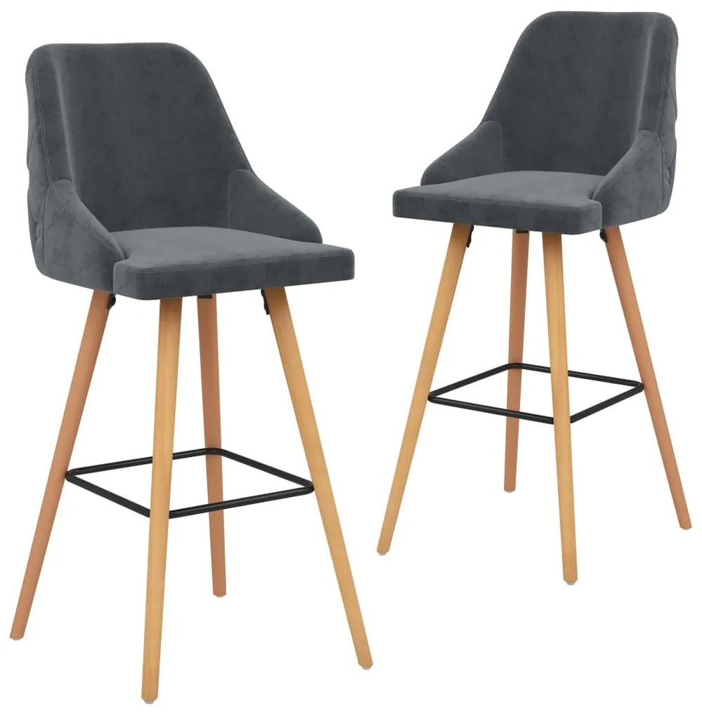 289555 vidaXL Scaune de bar, 2 buc., gri închis, catifea