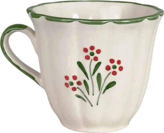 Cană din ceramică pictată manual, Ø 10,5 x H 9,5 cm, verde, „Esther Wildflower"