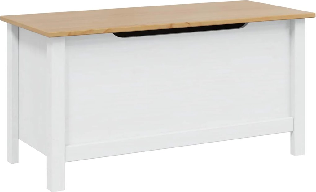 vidaXL Cutie de depozitare Hill Alb și maro cu miere 90 x 40 x 45 cm