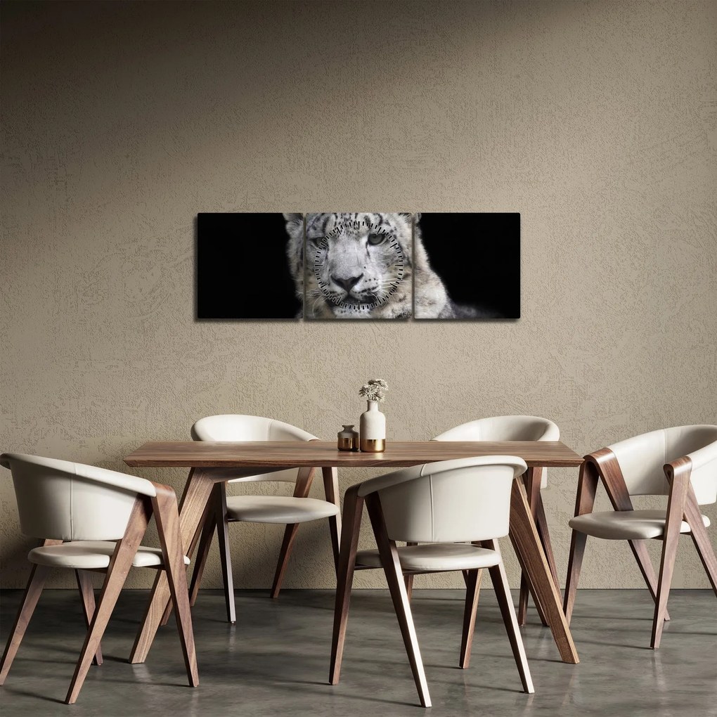 Tablou - Snow Leopard (cu ceas) (90x30 cm)
