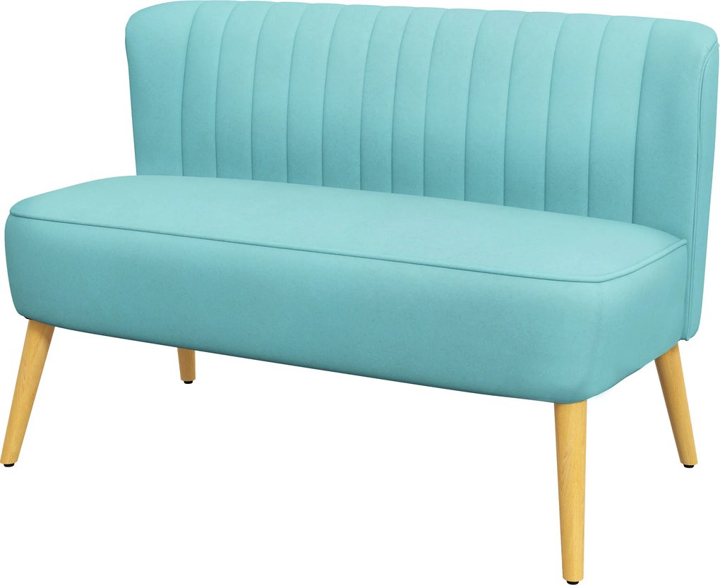 HOMCOM Canapea retro design 2 locuri, picioare din lemn, 117 cm x 56,5 cm x 77 cm, Verde | Aosom Romania